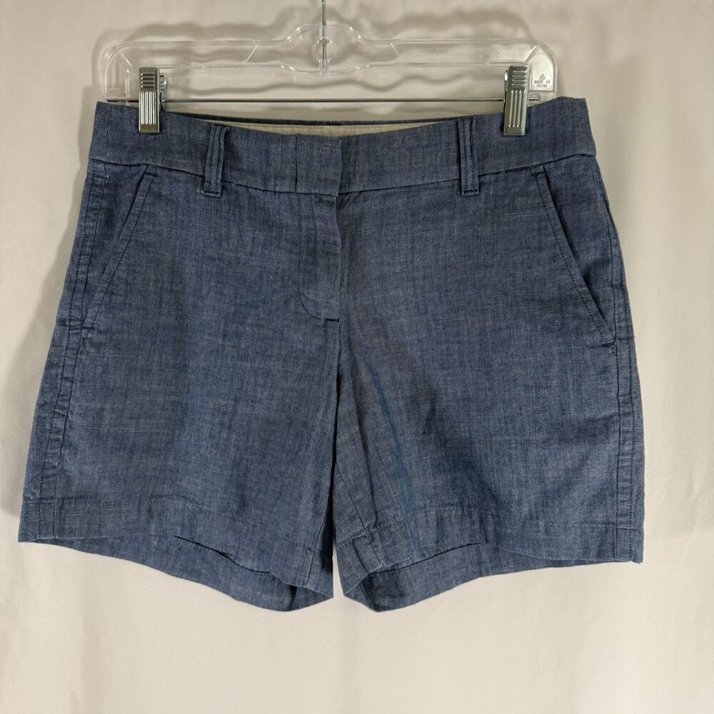 J. Crew Chino Shorts Women's 2 Blue Slash Pockets 5" Inseam 100% Cotton